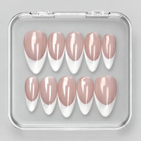 跨境美甲甲片电镀穿戴甲法式杏仁型欧美ins风可拆卸美甲24片nail / Press-On Nails